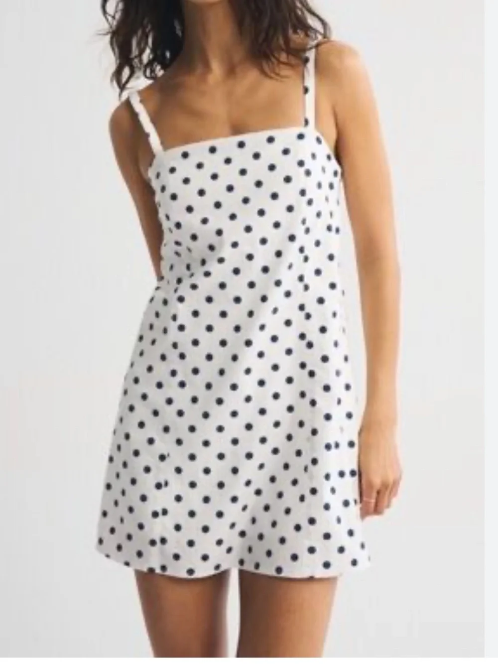 Abercrombie and Fitch white dress with blue polka dots NWOT - Picture 1 of 5